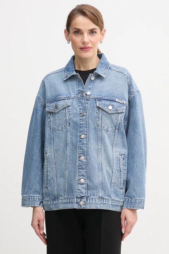 Dkny kurtka jeansowa bez kaptura niebieski DJ5J6201