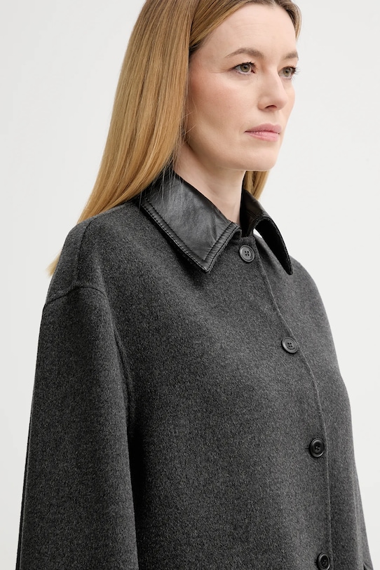 Nanushka płaszcz z dodatkiem wełny szary NW25FWJK27994