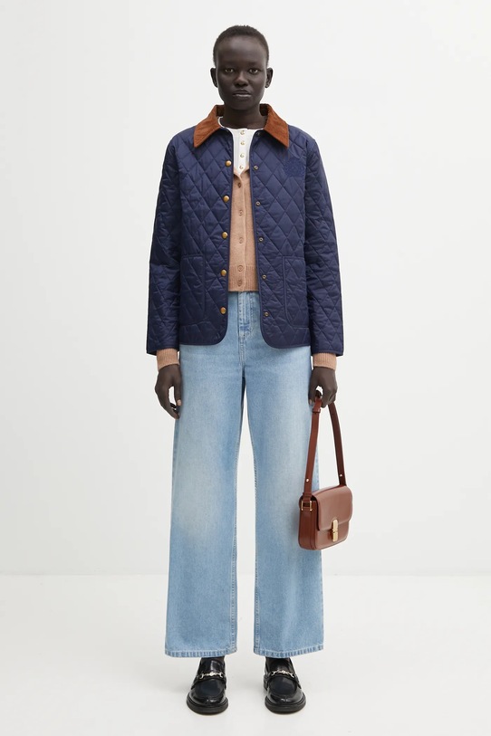 Sporty & Rich kurtka NY Crest Nylon Quilted JA01962243BL106 granatowy