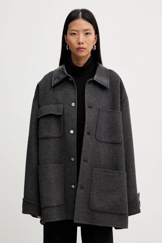 Nanushka kurtka z domieszką jedwabiu NU25FWJK06794 bez podszewki szary NU25FWJK06794