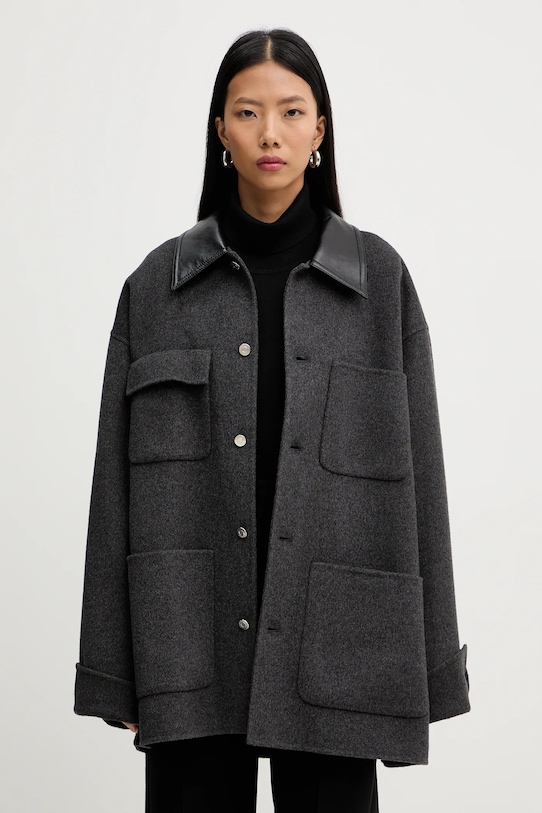 Nanushka kurtka z domieszką jedwabiu NU25FWJK06794 bez podszewki szary NU25FWJK06794