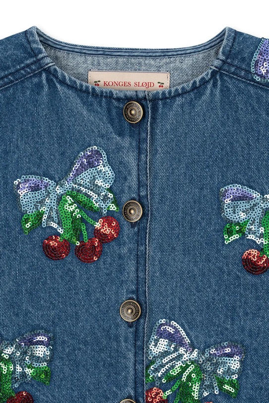 Παιδικό βαμβακερό μπουφάν Konges Sløjd MAGOT SEQUIN DENIM JACKET GOTS σκούρο μπλε KS103890.9BYA