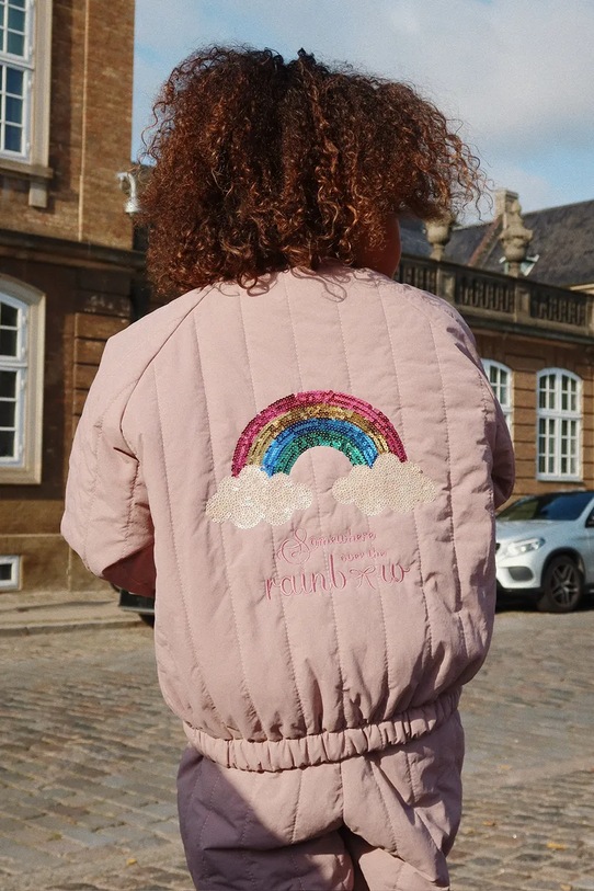 Konges Sløjd kurtka JUNO SEQUIN BOMBER JACKET bez kaptura różowy KS103490.9BYA