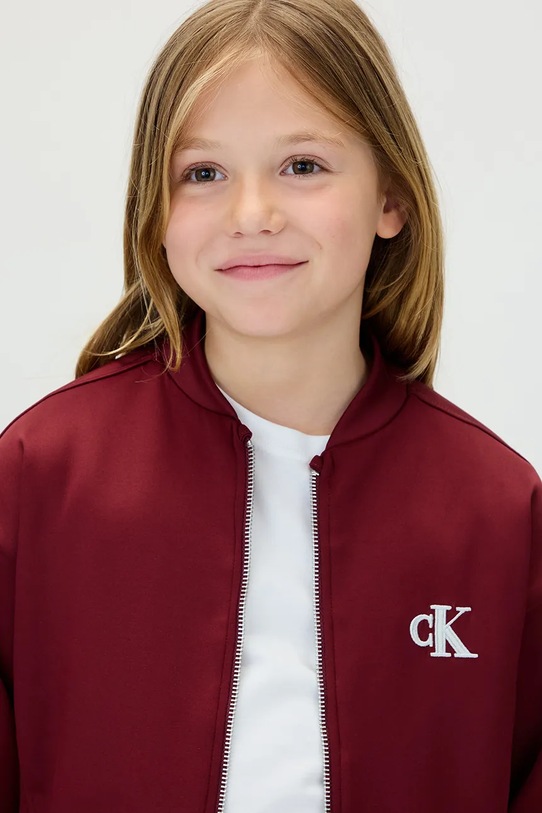Dziewczynka Calvin Klein Jeans kurtka bomber dziecięca IG0IG03076.9BYA bordowy