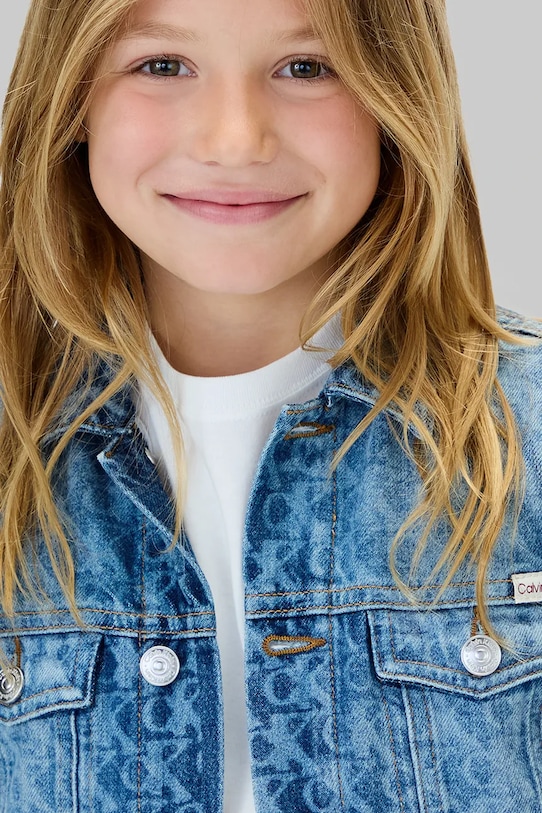 Detská rifľová bunda Calvin Klein Jeans IU0IU00727.9BYA modrá