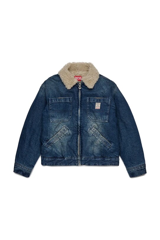 Diesel kurtka bawełniana dziecięca JOMOX-FUR JACKET bez kaptura niebieski J02506