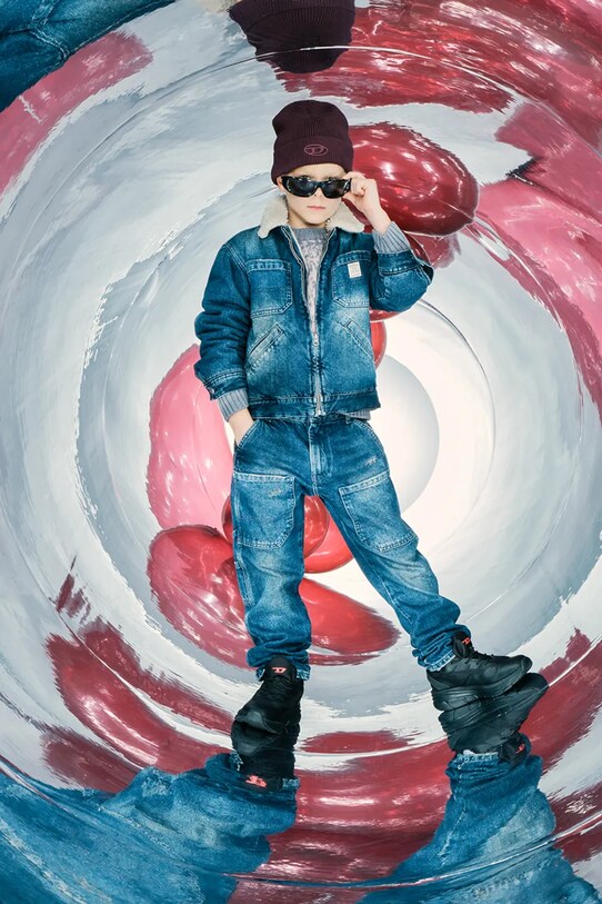 Diesel kurtka bawełniana dziecięca JOMOX-FUR JACKET J02506 niebieski