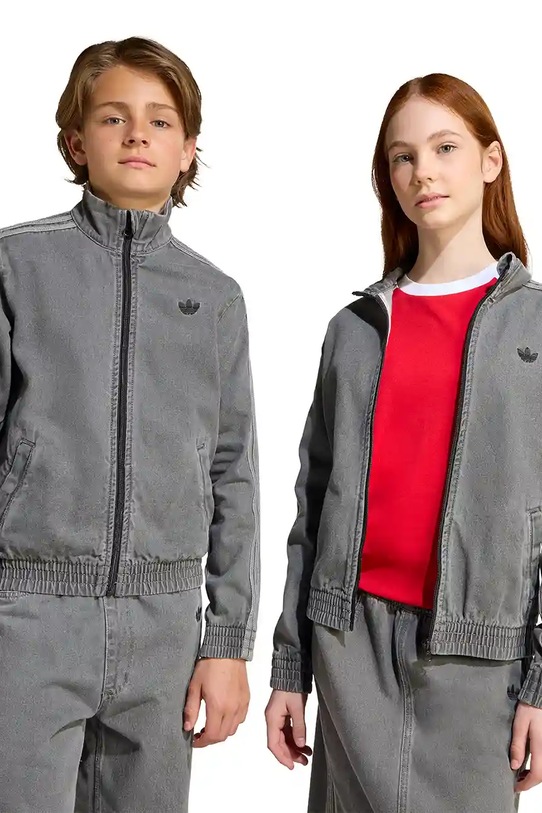 Detská rifľová bunda adidas Originals nezateplené sivá JV7801