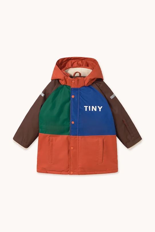 Tinycottons kurtka dziecięca COLOR BLOCK SNOW JACKET AW25.046 pomarańczowy AW25