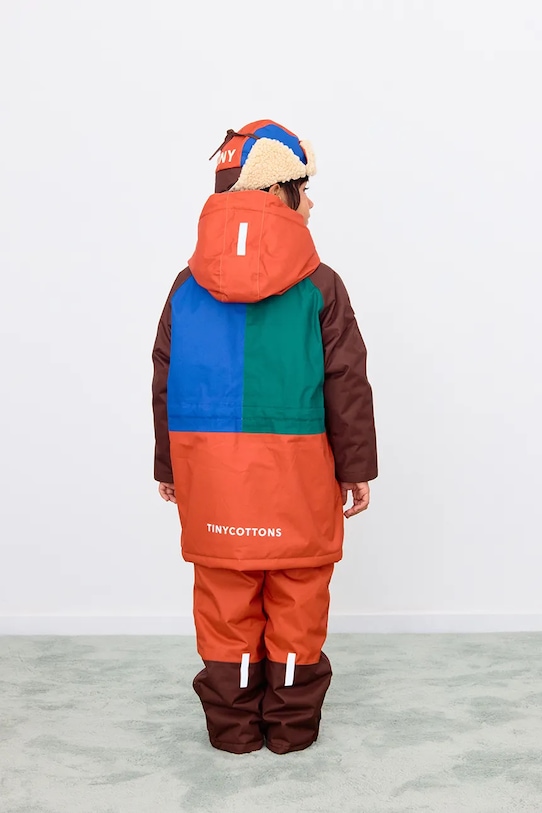 Chłopiec Tinycottons kurtka dziecięca COLOR BLOCK SNOW JACKET AW25.046 pomarańczowy