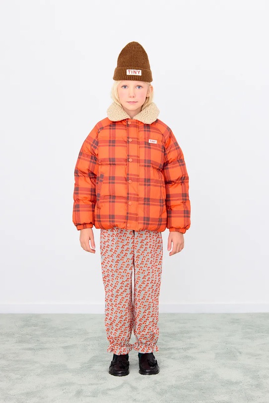 Tinycottons kurtka dziecięca CHECK PADDED JACKET pomarańczowy AW25.145