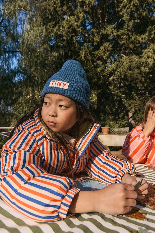 Chłopiec Tinycottons kurtka dziecięca STRIPES SHORT PADDED JACKET AW25.146 pomarańczowy