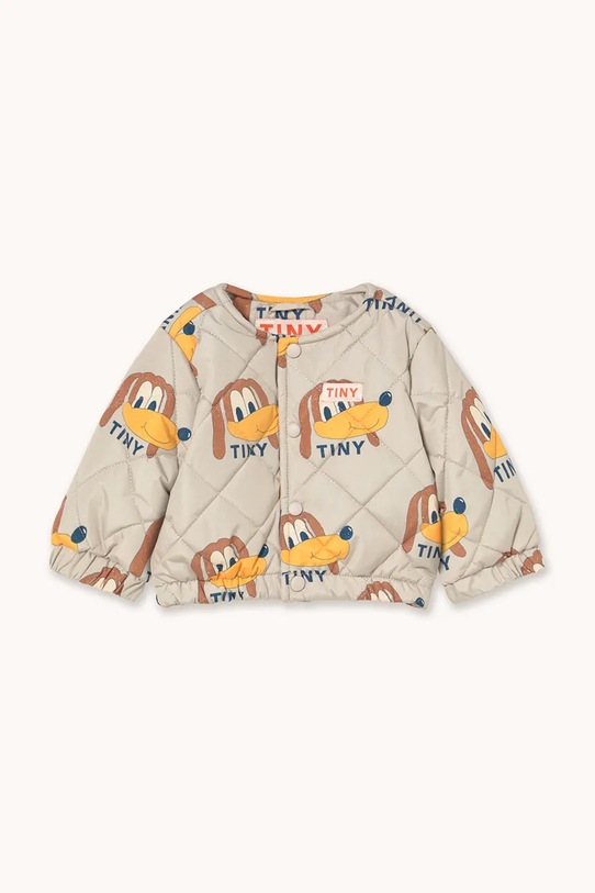 Tinycottons kurtka niemowlęca DOGS BABY PADDED JACKET bez kaptura beżowy AW25.165
