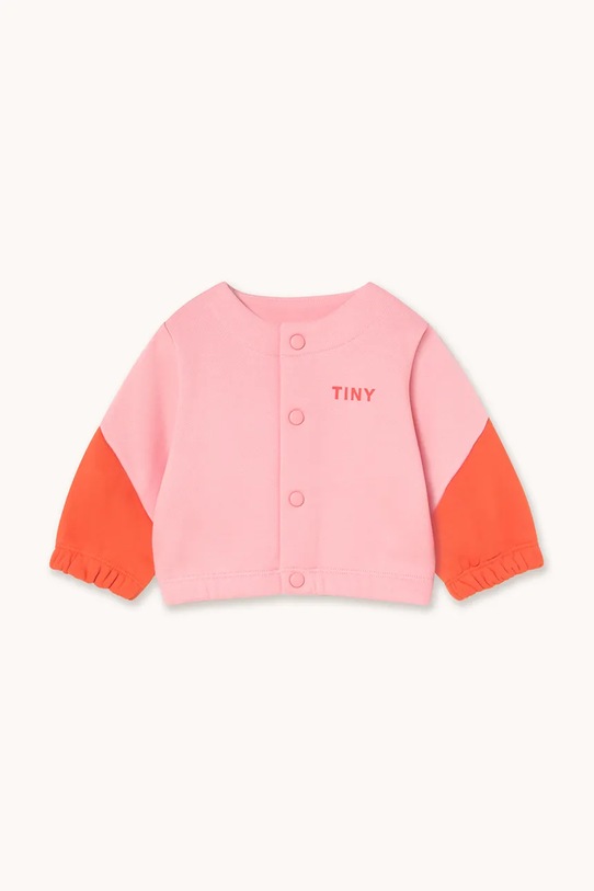 Tinycottons kurtka niemowlęca TINY COLOR BLOCK BABY JACKET bez kaptura różowy AW25.276