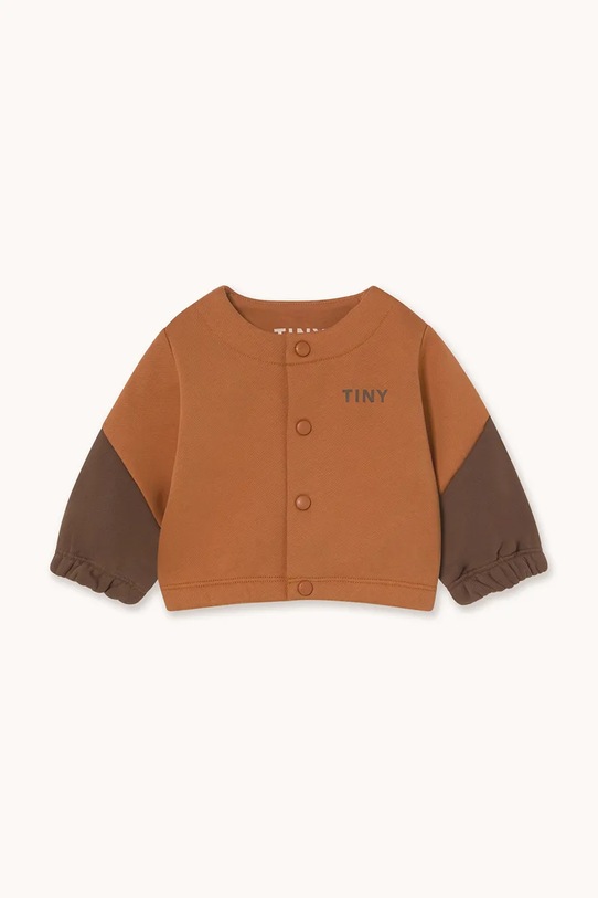 Tinycottons kurtka niemowlęca TINY COLOR BLOCK BABY JACKET bez kaptura brązowy AW25.276