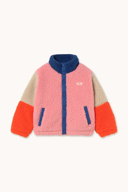 Detská bunda Tinycottons COLOR BLOCK POLAR SHERPA JACKET AW25.360 tmavomodrá AW25