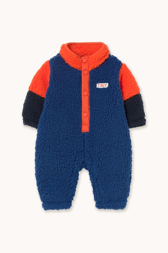 Overal pre bábätká Tinycottons COLOR BLOCK POLAR SHERPA ONE-PIECE prechodné oranžová AW25.361
