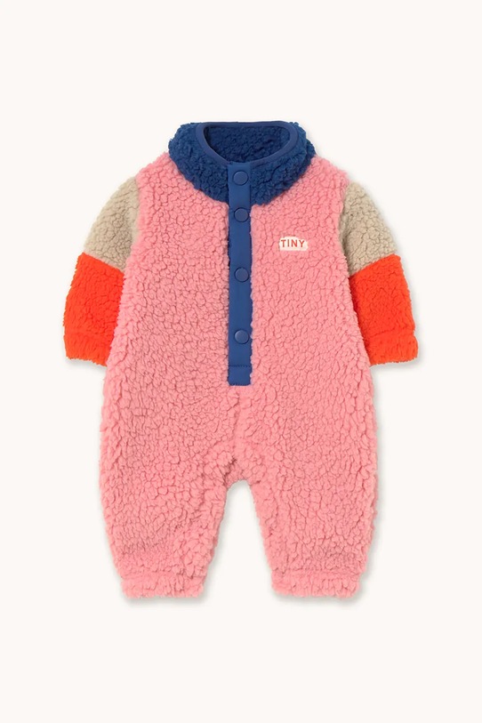 Tinycottons kombinezon niemowlęcy COLOR BLOCK POLAR SHERPA ONE-PIECE bez kaptura granatowy AW25.361