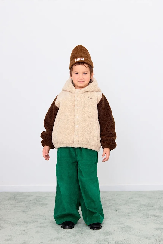 Tinycottons kurtka dziecięca COLOR BLOCK POLAR SHERPA HOODIE pozostałe beżowy AW25.362