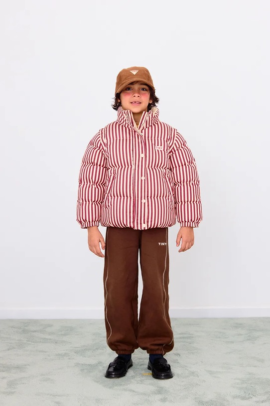 Tinycottons kurtka bawełniana dziecięca STRIPES SHORT PADDED JACKET różowy AW25.484