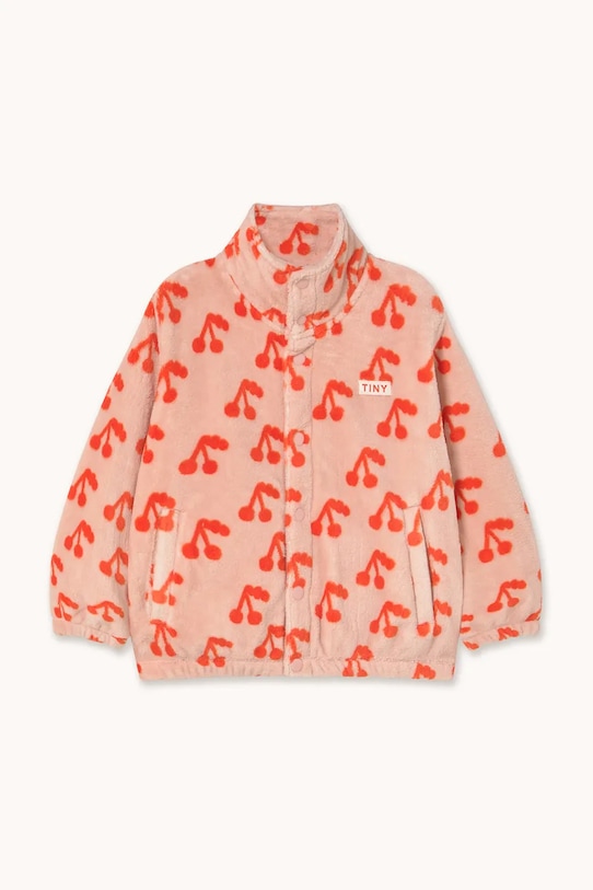 Tinycottons kurtka dziecięca CHERRIES POLAR JACKET bez kaptura pomarańczowy AW25.568