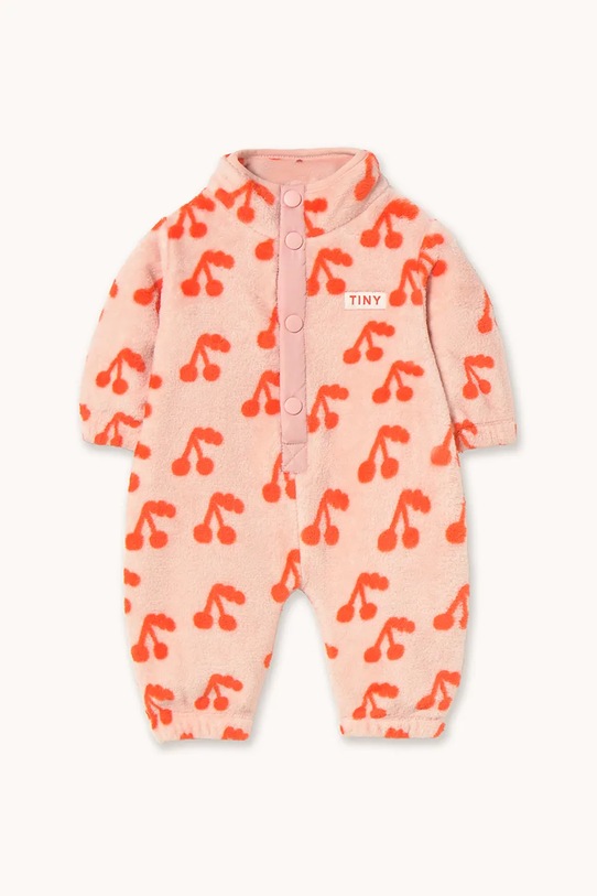 Tinycottons kombinezon niemowlęcy CHERRIES POLAR ONE-PIECE bez kaptura pomarańczowy AW25.570