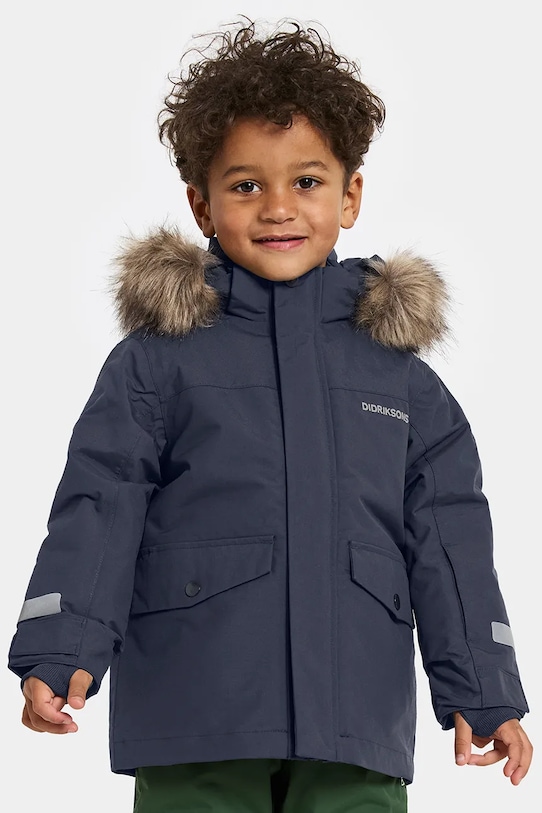Didriksons kurtka dziecięca BJÄRVEN KIDS PARKA 4 pozostałe granatowy 505991.9BYA