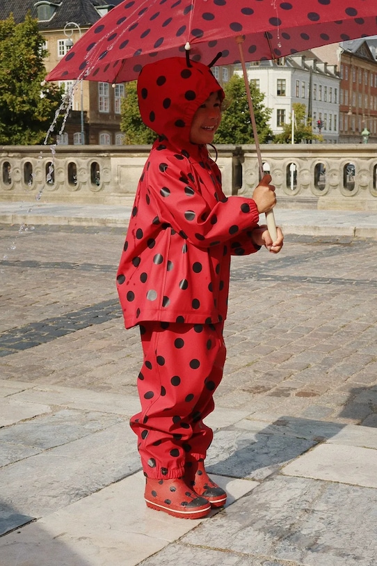 Детский противодождевой комплект Konges Sløjd CINELLE RAIN SET с подкладкой красный KS103455.9BYA