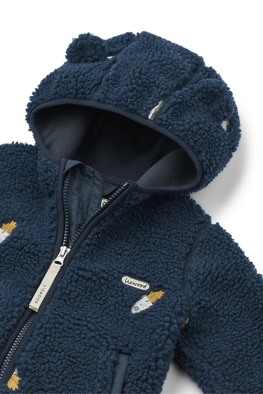 Chłopiec Liewood kurtka niemowlęca Mara Pile Jacket With Ears LW18633.9BYA granatowy