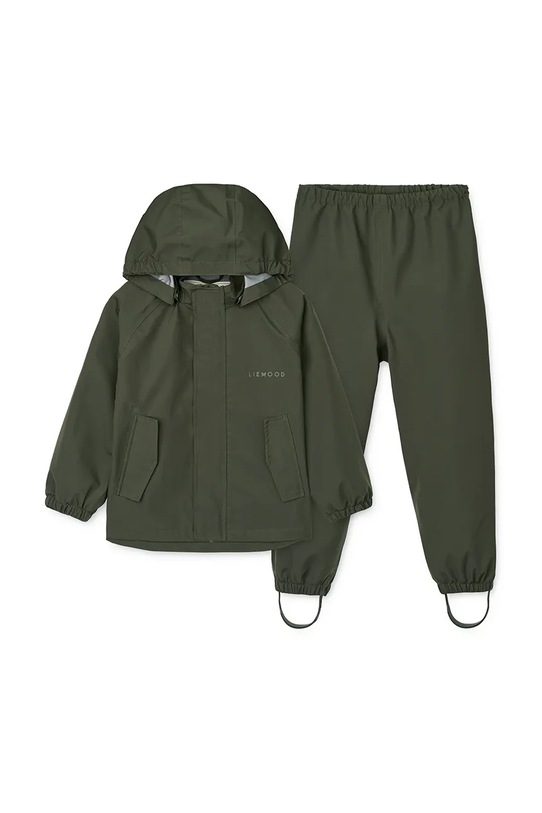 Liewood kurtka i spodnie dziecięce Pedia Rainwear Set LW19909.9BYA zielony AW25