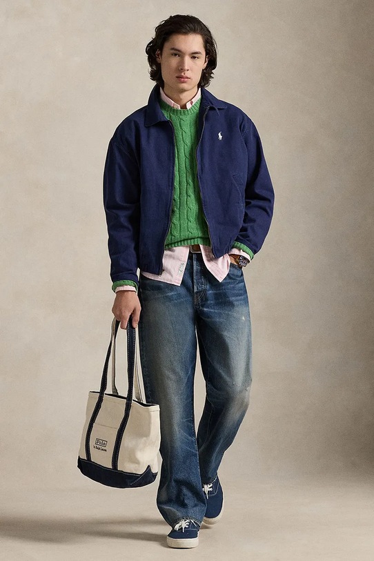 Odzież Polo Ralph Lauren krótka kurtka męska bawełniana 710961929 granatowy