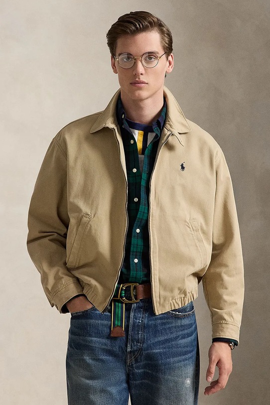 Polo Ralph Lauren krótka kurtka męska bawełniana beżowy 710961929