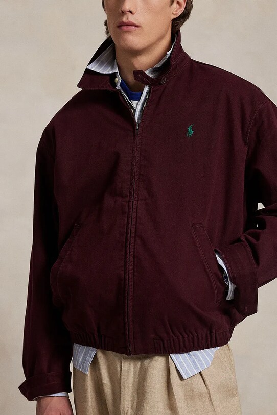Polo Ralph Lauren jachetă de bumbac burgundia 710961929