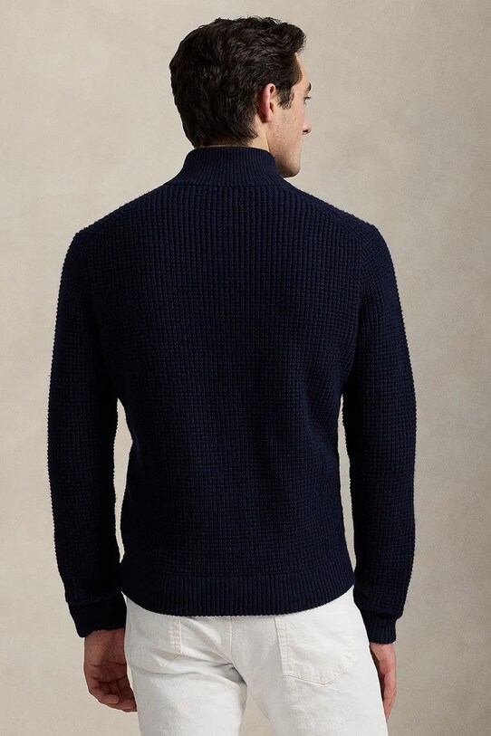 Vlnený kardigán Polo Ralph Lauren 710970292 tmavomodrá AW25
