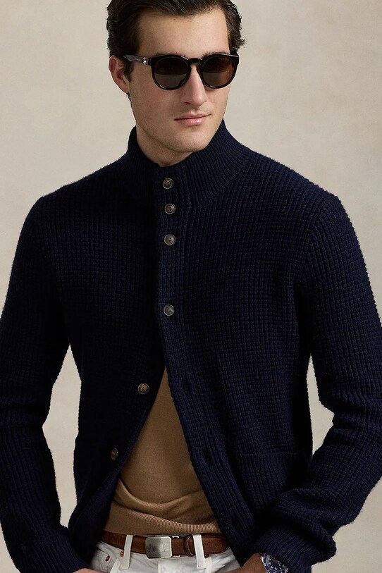 Шерстяной кардиган Polo Ralph Lauren тёмно-синий 710970292