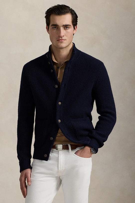 Шерстяной кардиган Polo Ralph Lauren 710970292 тёмно-синий