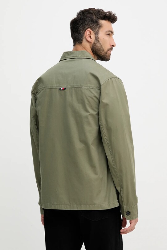 Odzież Tommy Hilfiger kurtka koszulowa bawełniana MW0MW39634 zielony