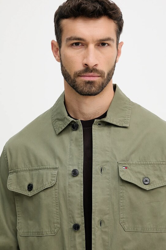 Tommy Hilfiger kurtka koszulowa bawełniana zielony MW0MW39634