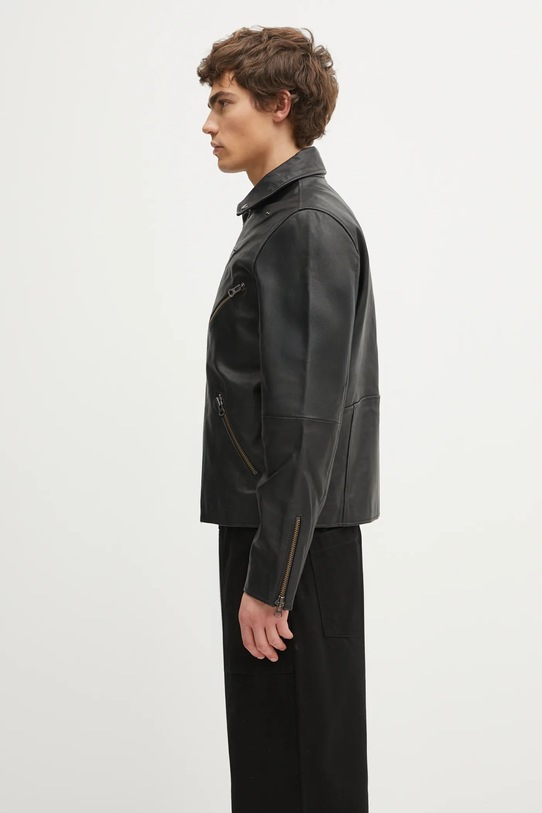 Samsoe Samsoe leather biker jacket SACOBAIN M25200027 black AW25