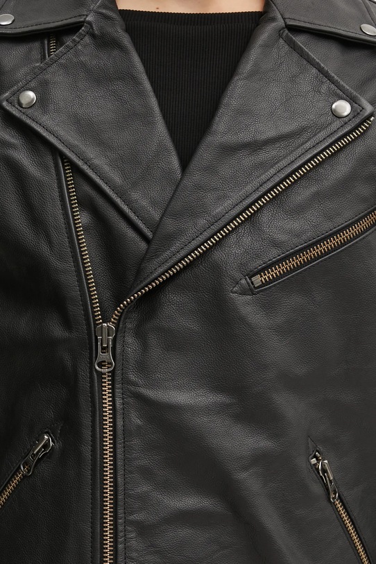 Samsoe Samsoe leather biker jacket SACOBAIN M25200027 black