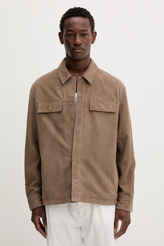 Calvin Klein kurtka zamszowa nieocieplane beżowy LV04LC425G