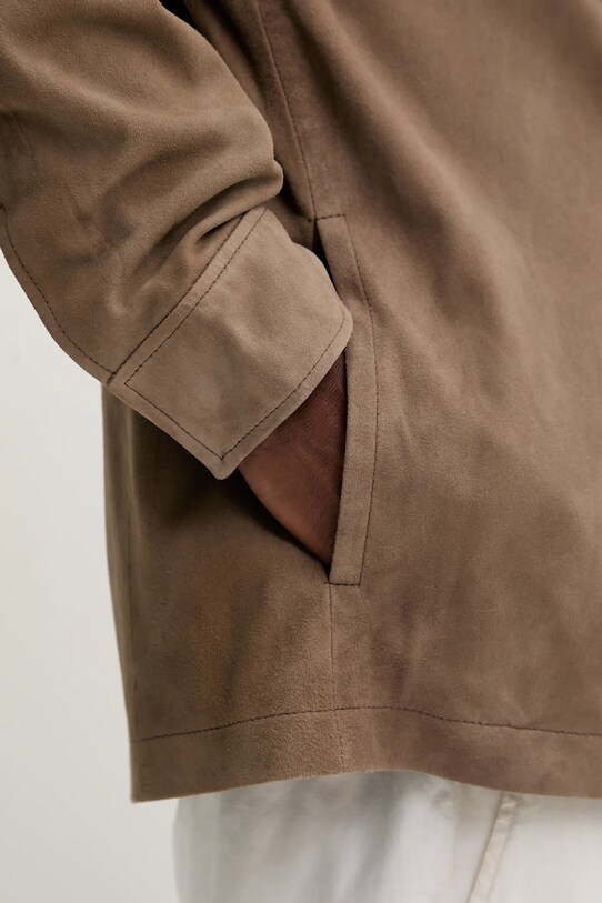 Calvin Klein kurtka zamszowa LV04LC425G beżowy
