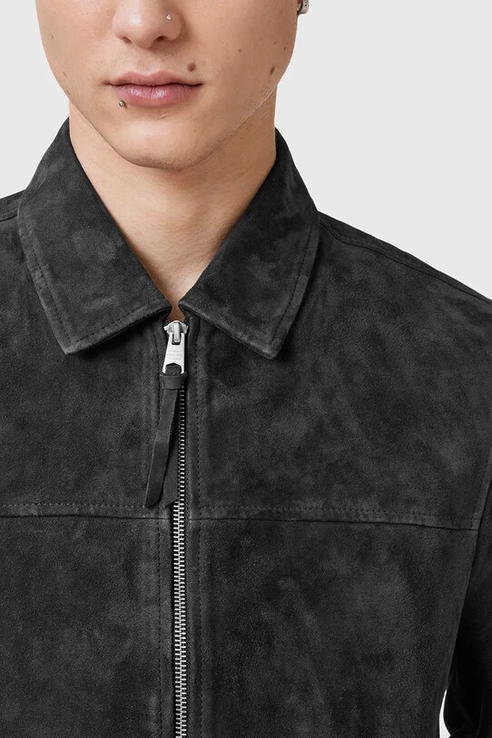 AllSaints kurtka zamszowa RASHFORD M015LC czarny AW25