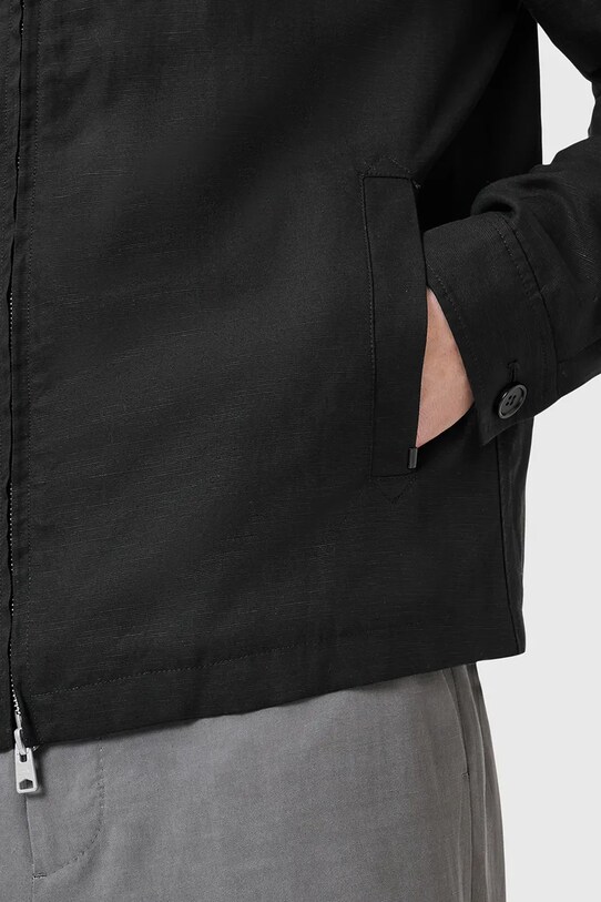 Îmbrăcăminte AllSaints geacă din amestec de in BRADNER M023OC negru