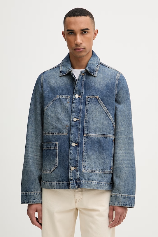 AllSaints kurtka jeansowa męska bawełniana EXILE niebieski M030OC