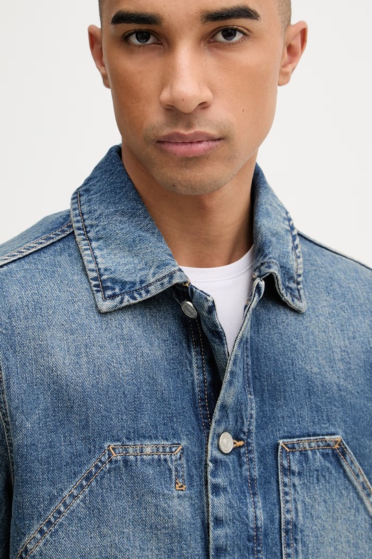 AllSaints kurtka jeansowa męska bawełniana EXILE niebieski M030OC
