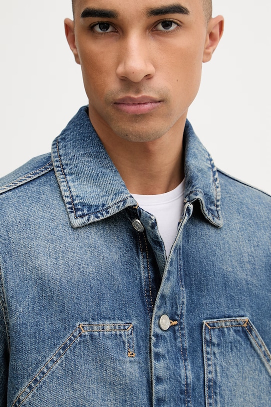 AllSaints kurtka jeansowa męska bawełniana EXILE niebieski M030OC
