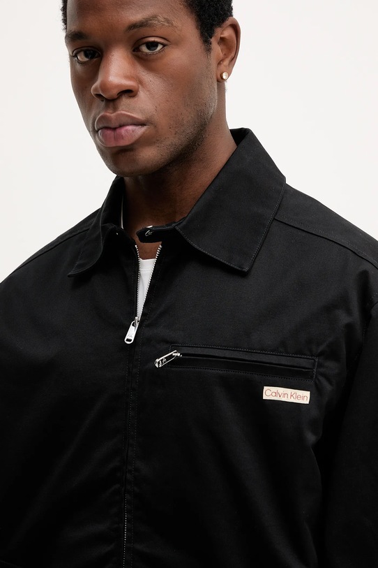 Calvin Klein Jeans jacheta de bumbac negru LV04RC409G