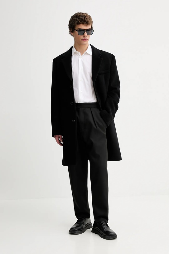 Filippa K płaszcz z dodatkiem wełny 31659.FK czarny AW25