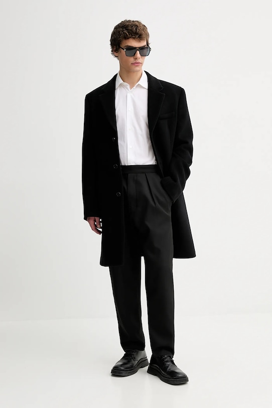 Filippa K płaszcz z dodatkiem wełny 31659.FK czarny AW25